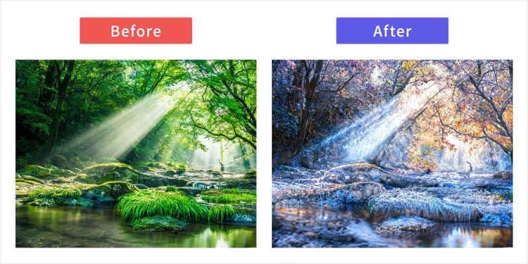 「風景ミキサー」機能を使った、加工前後の比較