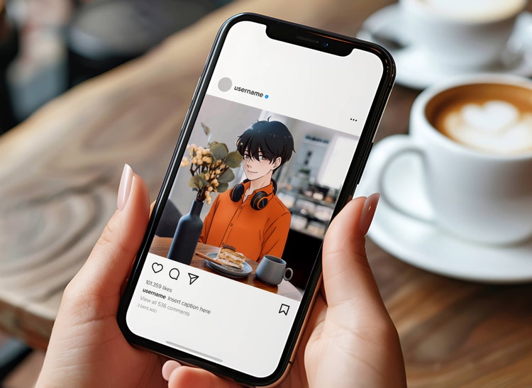 Adobe Photoshopで制作した、推し妄想ショットを画面上で見せているビジュアル