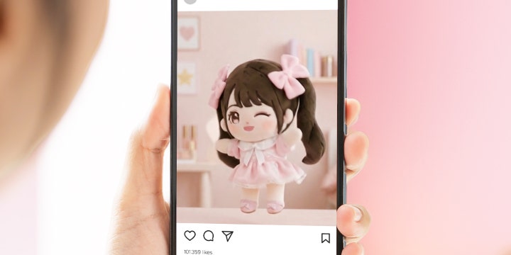 推しのぬいぐるみ写真に、Fireflyで動きをつけるビジュアル