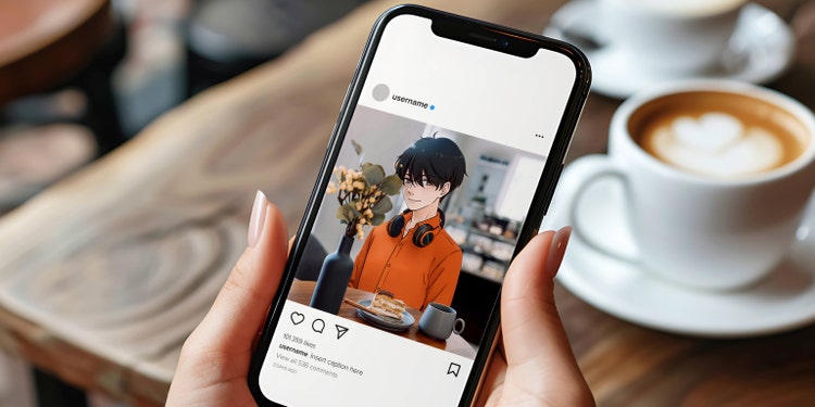 Adobe Photoshopで制作した、推し妄想ショットを画面上で見せているビジュアル