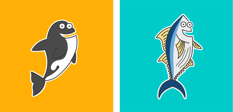 ゆかまるさんのイラスト作品。波の動きや光の反射など、海や自然からインスピレーションを得ることも多いそう