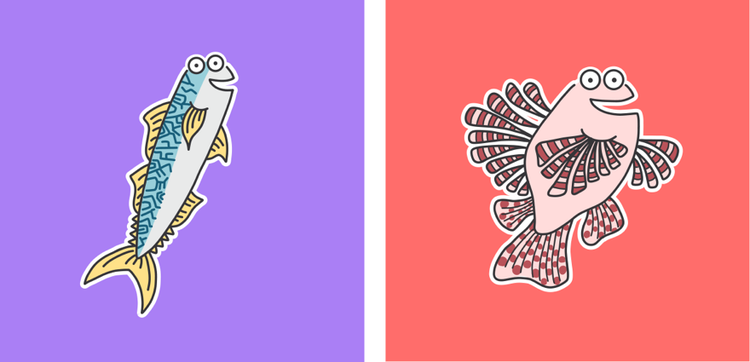 ゆかまるさんのイラスト作品。波の動きや光の反射など、海や自然からインスピレーションを得ることも多いそう