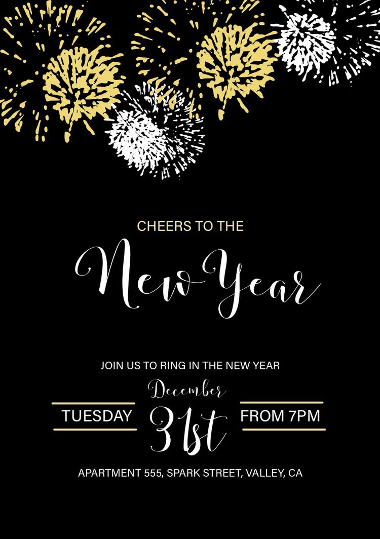 Black Elegant New Years Party Poster