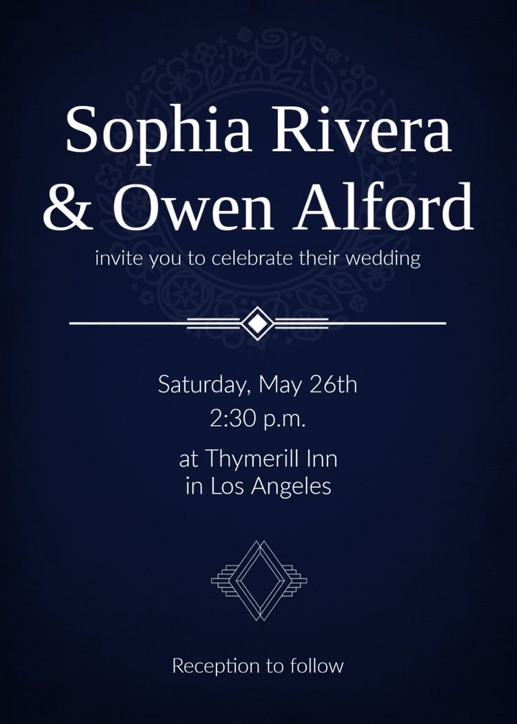 White and Navy Wedding invitation