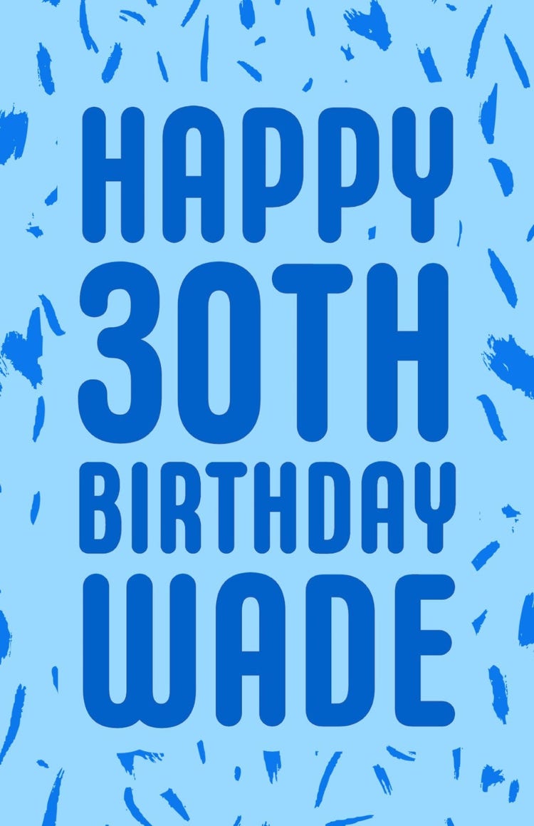 Blue Patterned Birthday Poster