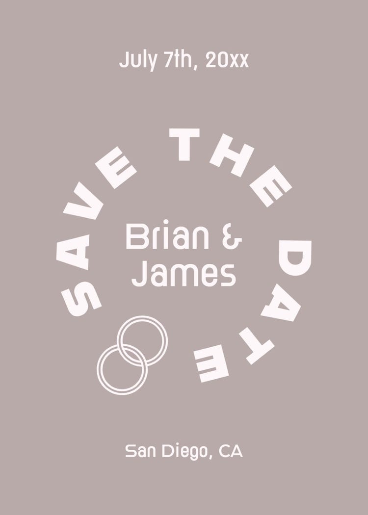 Gray & White Circle Save The Date Card