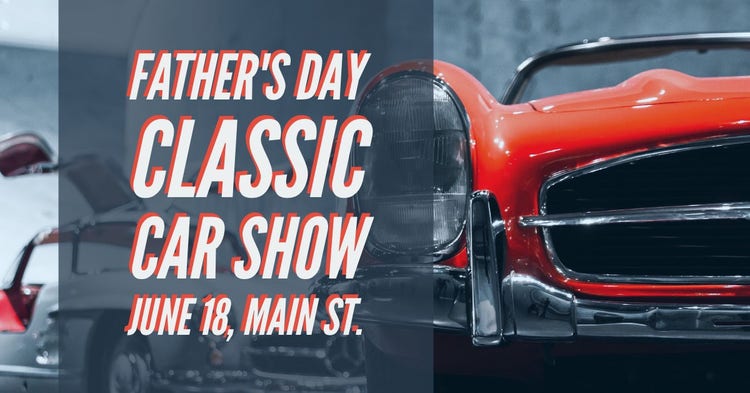 Blue and Red Toned Fathers Day Car Show Facebook Event Cover