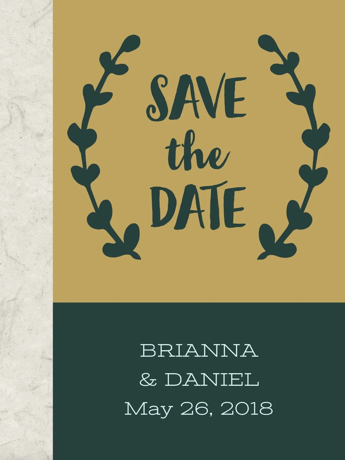 Gold and Dark Green Minimalistic Wedding Announcement