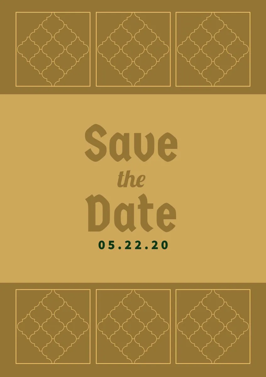 Gold Pattern Save the Date Wedding Card
