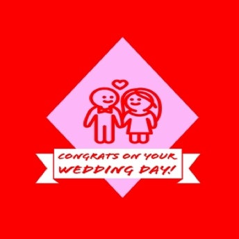 Red Pink & White Congratulations on Your Wedding Day A5 Greeting Card