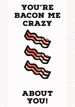 Bacon Pun Valentine's Day Card Valentines Day Card