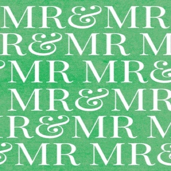 Green & White Mr and Mrs Wedding A5 Greeting Card