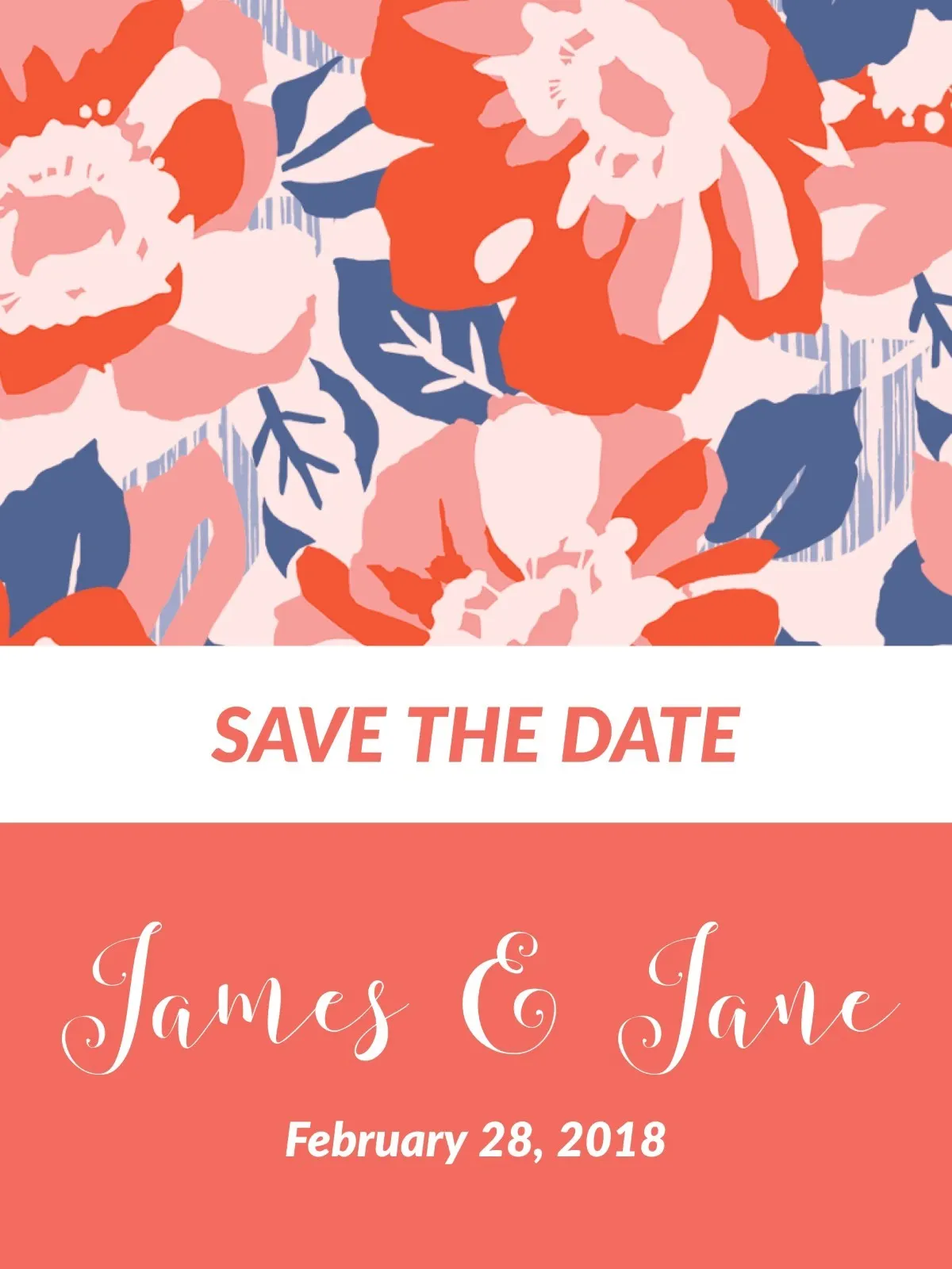 Pink, Red, White and Blue Wedding Announcement