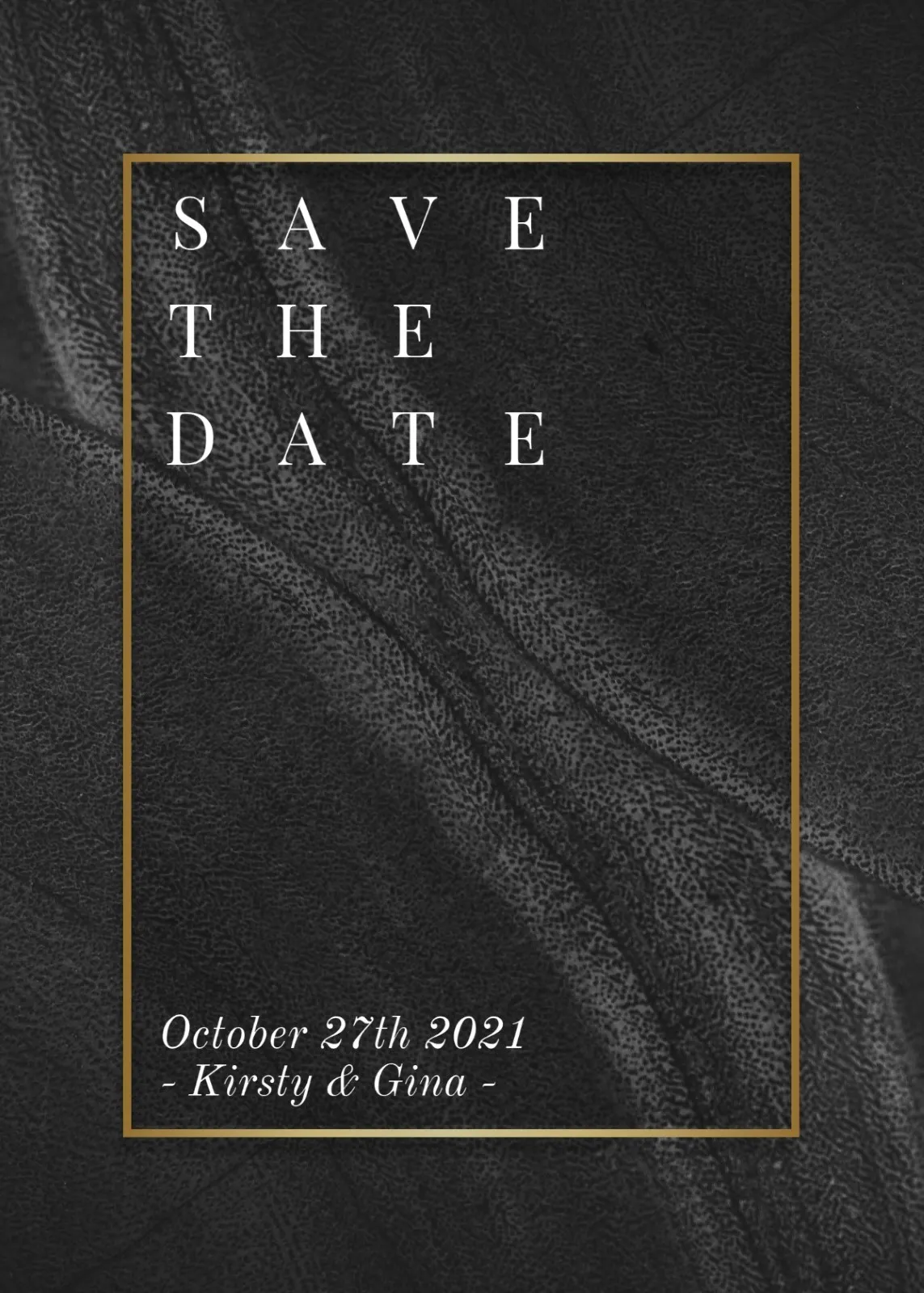 Black Gold Marble Kirsty & Gina Save The Date Card