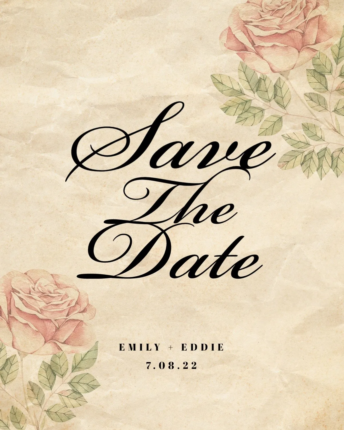 Paper Rose Save the Date Card