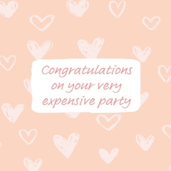 Peach Pink & White Hearts Congratulations on Your Expensive Party Wedding A5 Greeting Card