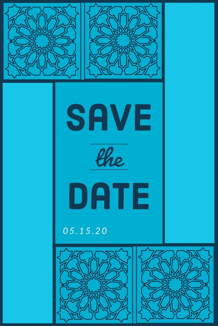 Blue Pattern Save the Date Wedding Card