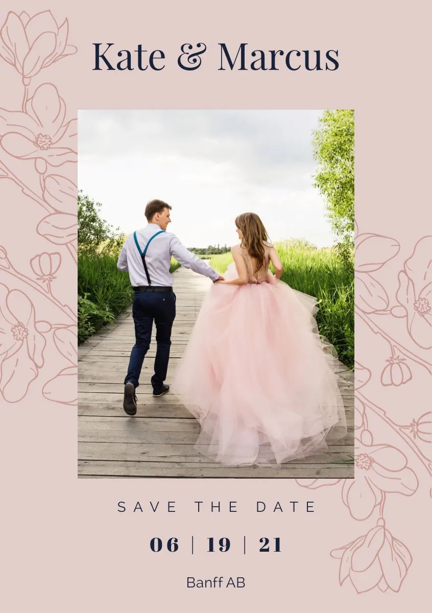 Floral Pink Wedding Save The Date Card