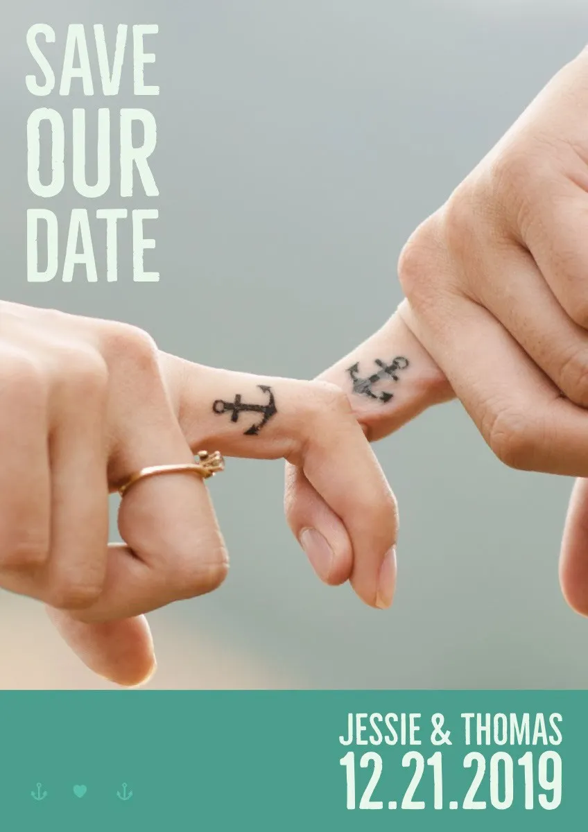 Save the Date Wedding Invitation Card with Couple Joining Fingers
