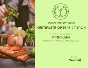 Green and Square Participation Certificate Award Certificate