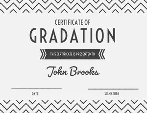Gray High School Graduation Certificate with Zig Zag Pattern Diploma Certificate