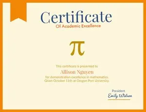 Orange and Yellow Award Certificate Award Certificate
