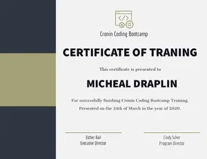 Green and Brown Coding Training Boot Camp Completion Certificate Diploma Certificate