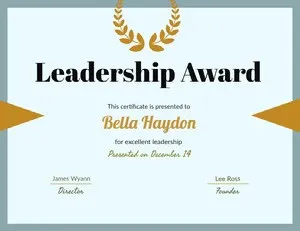 Blue and Black Leadership Award Certificate   Award Certificate