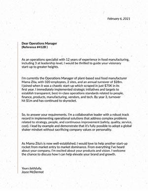 Textured Paper Operations Manager Cover Letter Cover Letter