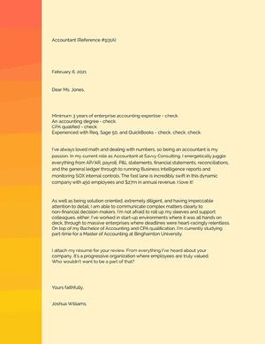 Yellow Orange Gradient Cover Letter Cover Letter