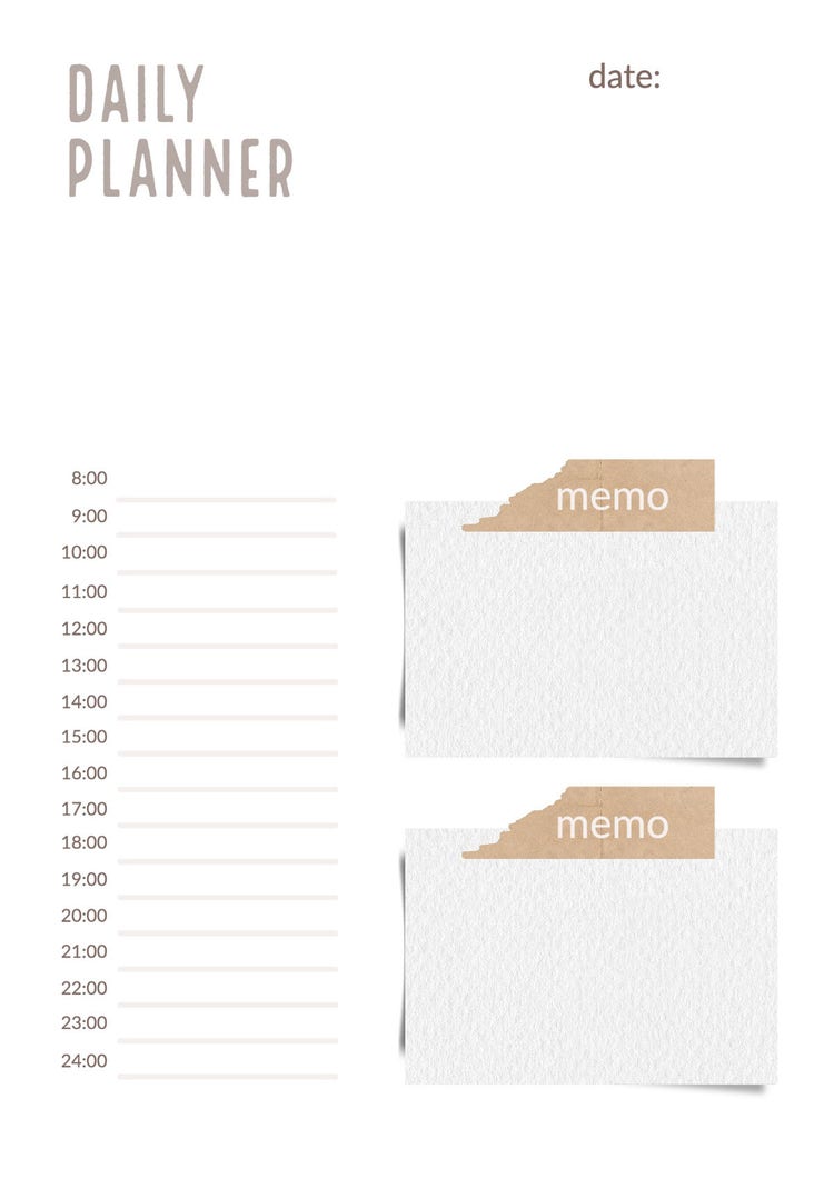 Daily planner with two memo