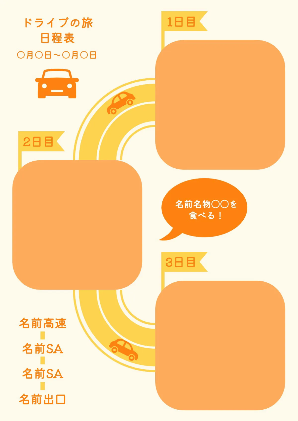 orange car itinerary planner