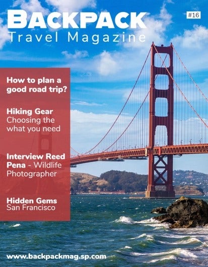 Brick Red, White and Blue Travel Magazine Cover