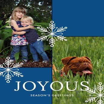 Blue, White and Green Family Christmas Card