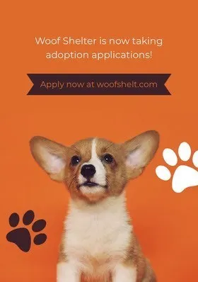 Orange and Cute Dog Animal Shelter Flyer Flyer