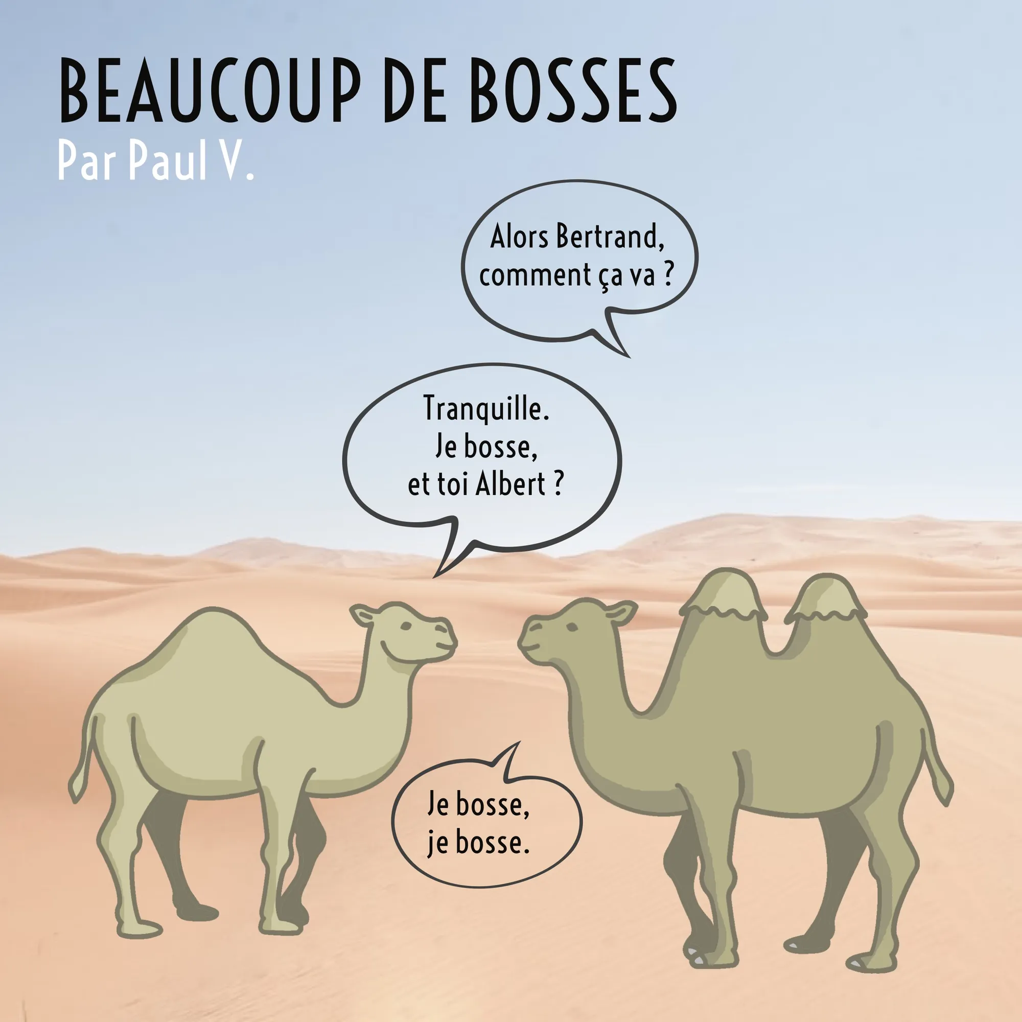 Beige and blue Desert Background Camels Comic Square
