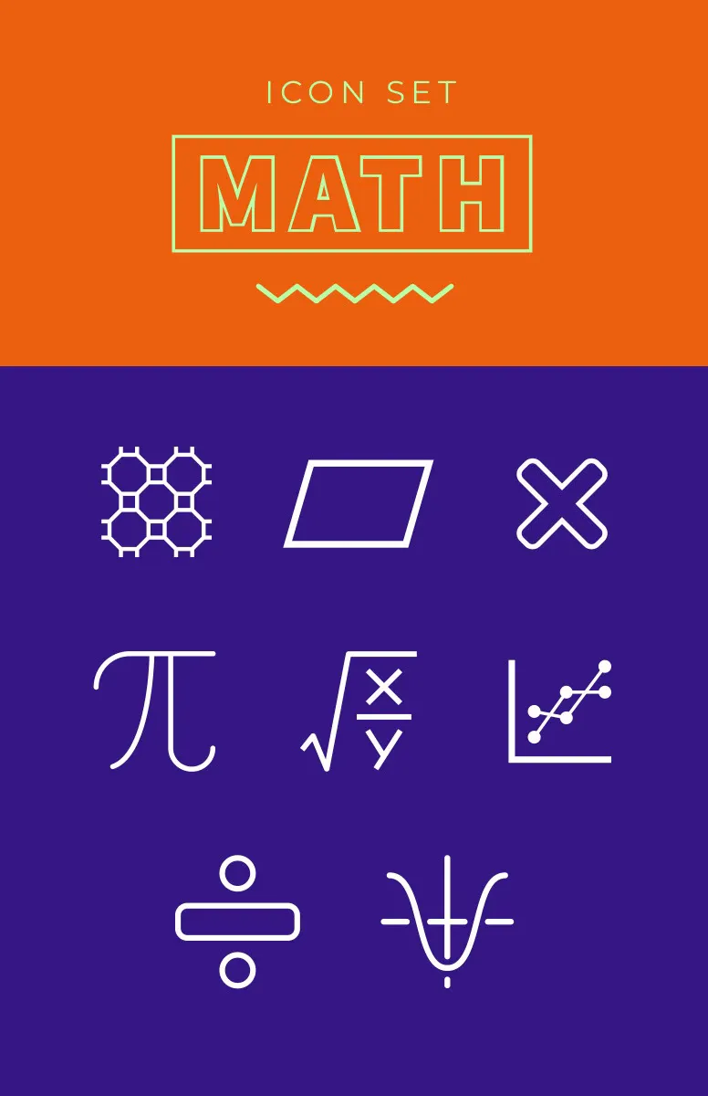 Orange Violet and White Math Icons Poster