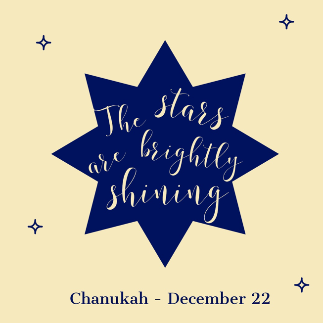 Blue and Yellow Star and Cursive Happy Hanukkah Instagram Square