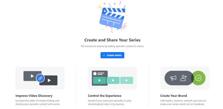 Facebook Creator Studio create series page