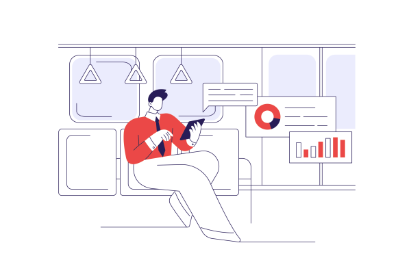 모바일 기기를 활용한 이동 중 업무 방식 이미지