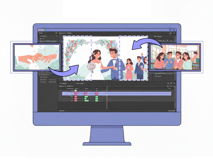 이목을 끄는 결혼식 식전 콜라주 영상 제작하기