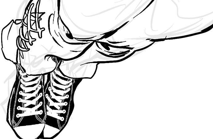 신발이 있는 사람 드로잉과 신발이 없는 사람 드로잉