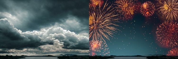 포토샵 하늘 대체 기능을 활용해 흐린 하늘을 불꽃 놀이 장면으로 보정하기