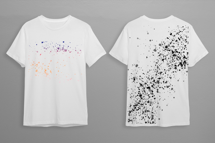 포토샵 브러시 기능을 활용해 만든 잉크가 흩뿌려진 듯한 티셔츠 디자인
