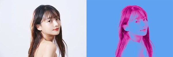 포토샵으로 그라디언트 맵 적용한 전후 이미지