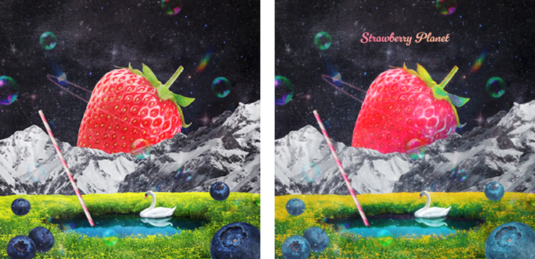 색보정 및 텍스트 추가 전후 이미지