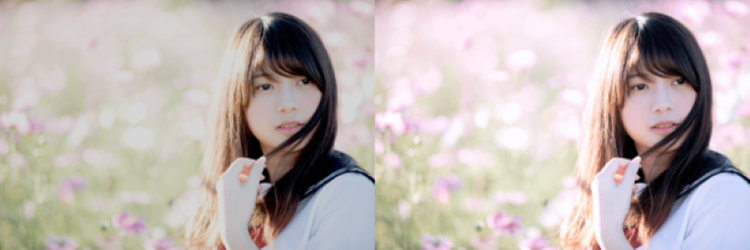 카메라 노출 인물 사진 비포 애프터 이미지