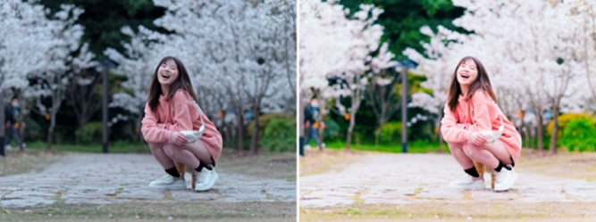 인물 사진 보정 전후 비교