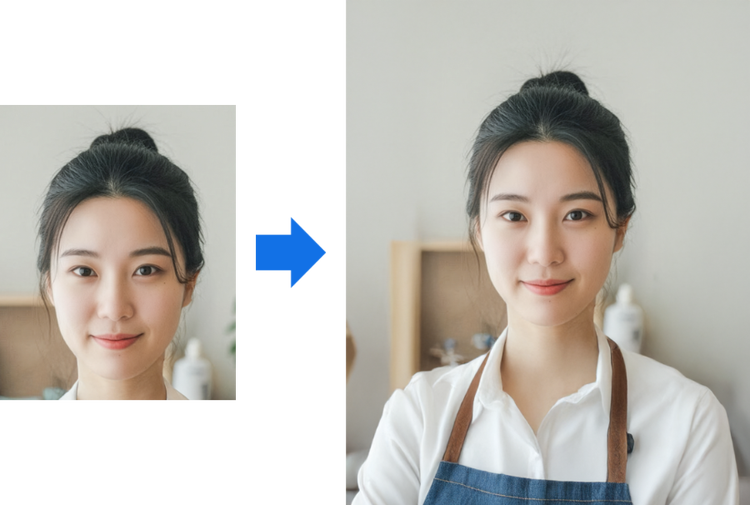 포토샵 생성형 확장으로 증명사진 사진 확장한 결과