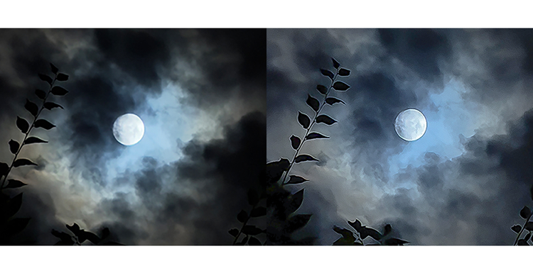 달 사진 편집 전후